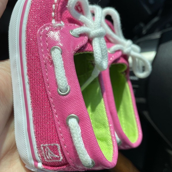 Baby hot pink sparkle Sperrys boat shoes size 1 - Picture 3 of 6